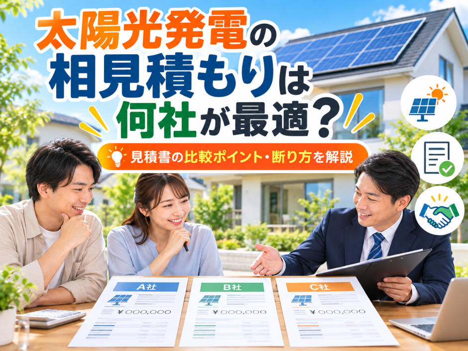 【2026年版】太陽光発電の相見積もりは何社が最適？見積書の比較ポイント・断り方まで解説のアイキャッチ画像