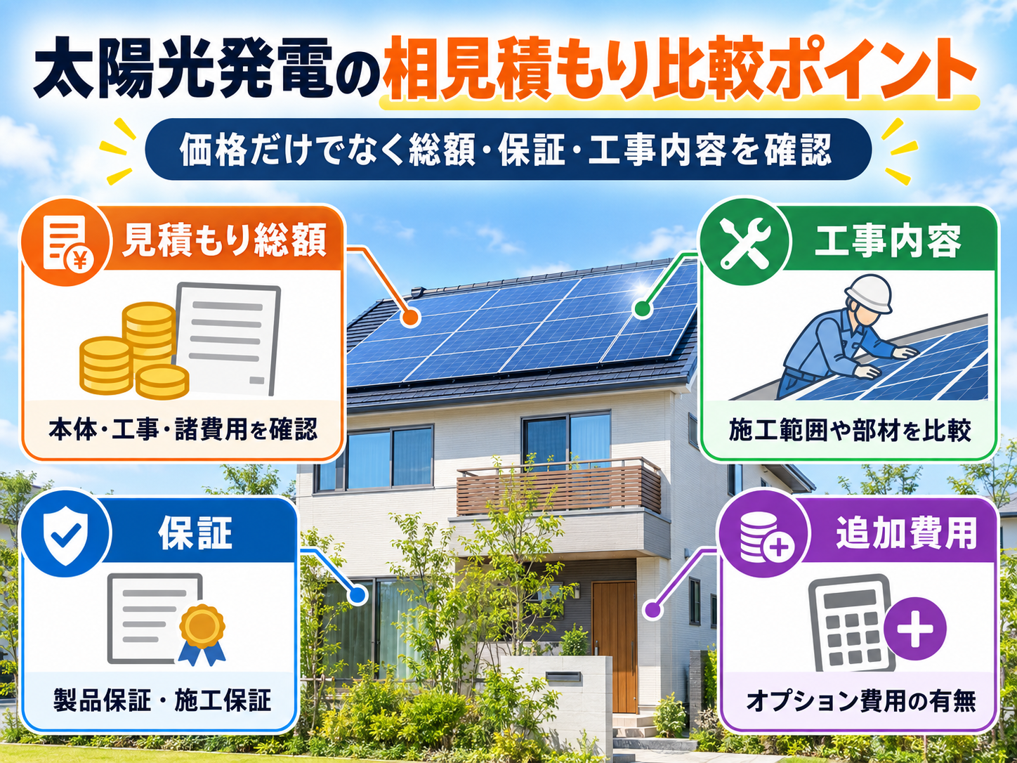 【2026年版】太陽光発電の相見積もりは何社が最適？見積書の比較ポイント・断り方まで解説の解説画像1