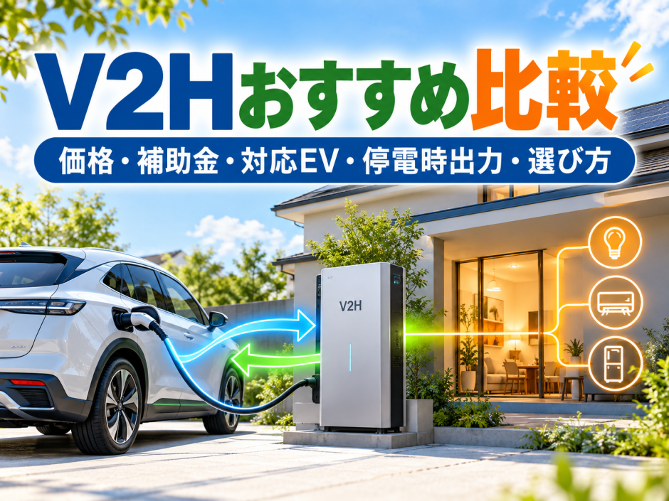 【2026年最新】V2Hおすすめ比較｜価格・補助金・対応EV・停電時出力・選び方を徹底解説のアイキャッチ画像